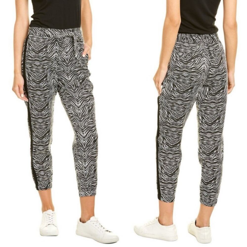 Pam‎ & Gela Tiger Sash High Rise Paperbag Jogger Pant Black/White S Maximalist